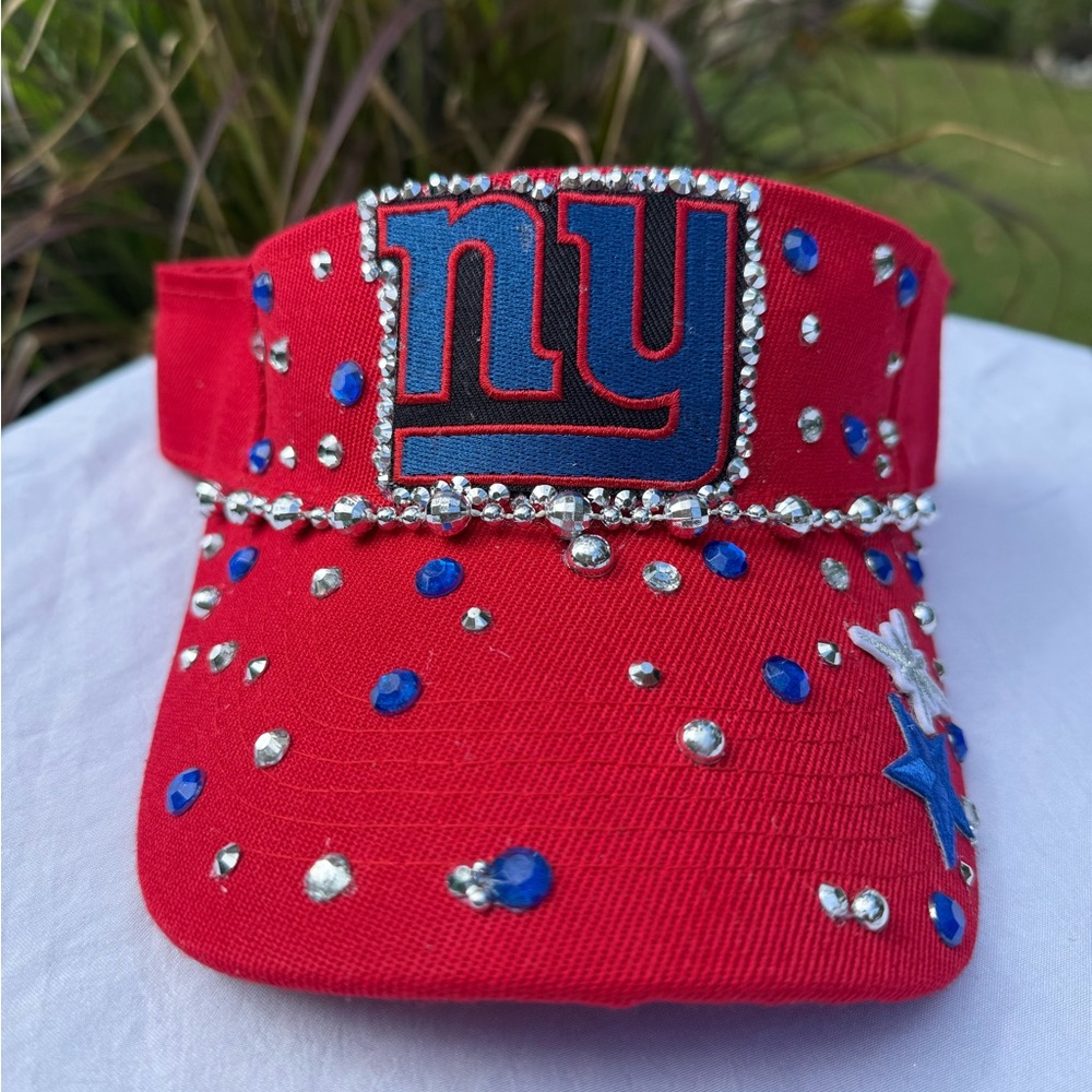 Red women Visor with Blue and Silver Accents